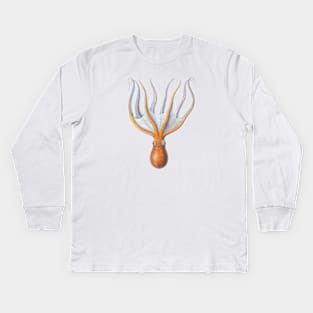 Orange Octopus Kids Long Sleeve T-Shirt